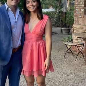 Abercrombie Coral plunge mini dress